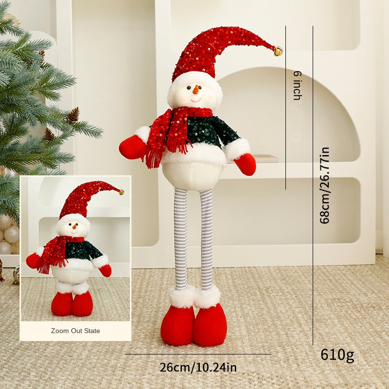 Standalone Christmas Standing Stretch Dolls, Hotel Window Display Snowman Reindeer Plush Toys Decorations