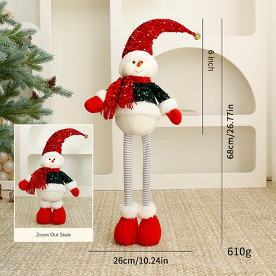 Standalone Christmas Standing Stretch Dolls, Hotel Window Display Snowman Reindeer Plush Toys Decorations