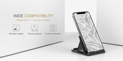 Premium Foldable Phone/Tablet Stand - Universal Compatibility for iPhone 14/15/16/17 Series - Sleek Black Design