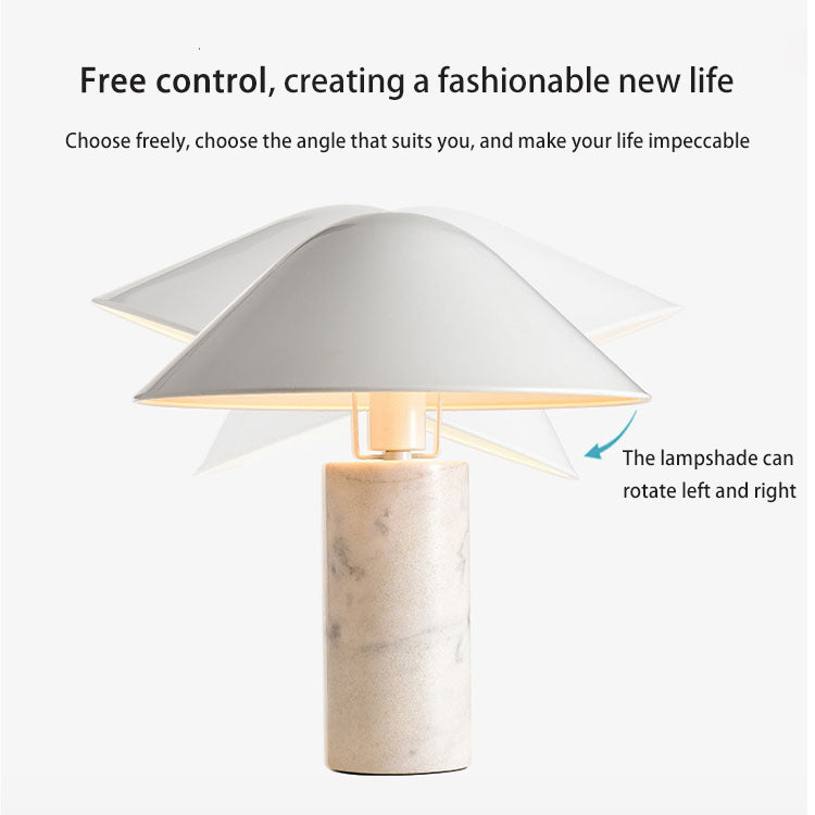 Marble stone mushroom table lamp by Cavira with black and white design, natural stone base, ideal for bedside or living room decor