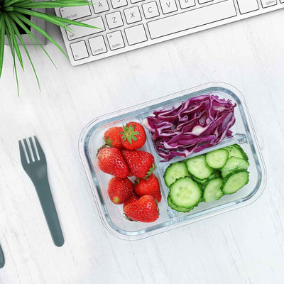 [5-Pack, 36 Oz] Glass Meal Prep Containers 3 Compartment with Lids, Glass Lunch Containers,Food Prep Lunch Box,Bento Box,Bpa-Free, Microwave, Oven, Freezer, Dishwasher (4.5 Cups) - GG store