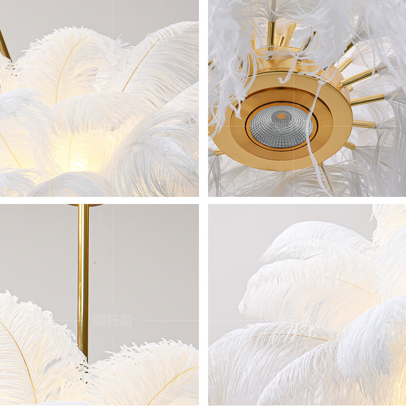 Modern Feather Pendant Ceiling Light – Luxury Bedroom & Living Room Hanging Lamp