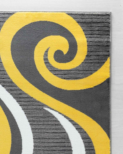 Modern Area Rug Swirls Carpet for Bedroom, Living Room & Dining - Sevilla Collection 4817A (Yellow, 4X6) - GG store