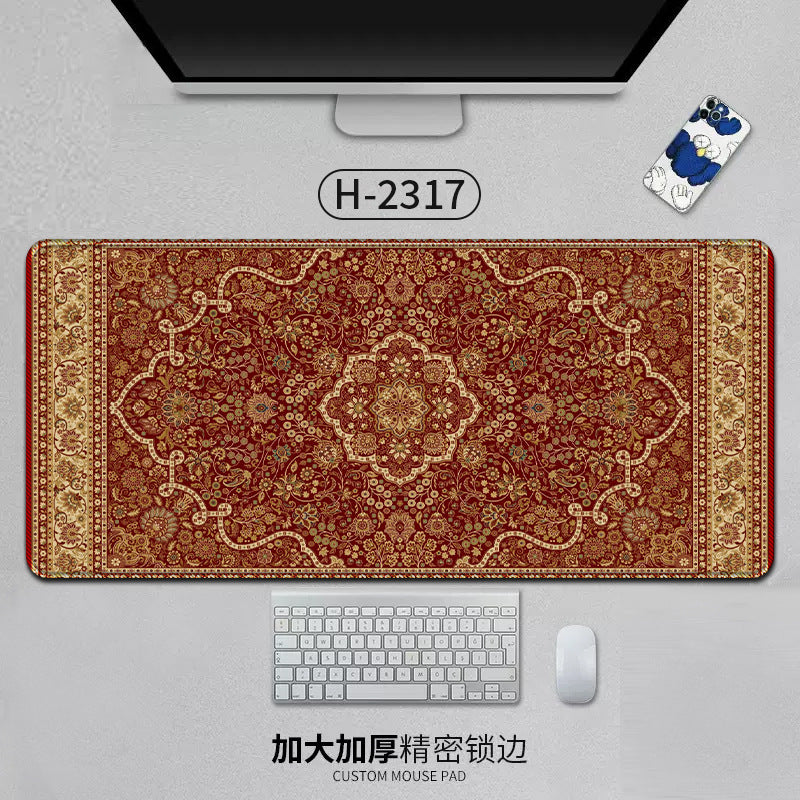 Large Persian-style eprolo mouse pad with natural rubber backing, anti-slip desk mat for office and gaming setups.