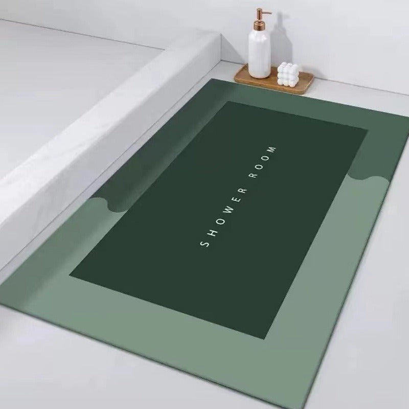 Cavira diatomite bath mat with geometric design, 40x60cm, quick-dry, non-slip, washable bathroom floor mat.