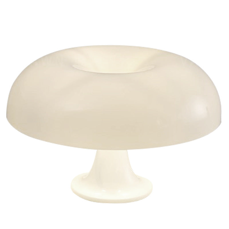 Danish Mushroom Table Lamp by eprolo with orange and milk white acrylic shade, USB port, modern minimalist design for bedroom or living room