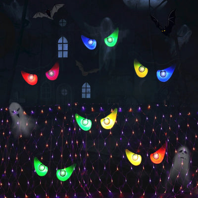 Spook-tacular Halloween Ghost Eyes LED Lights - 10 RGB Flashing Eyeballs for Creepy Indoor & Outdoor Graveyard Decor!