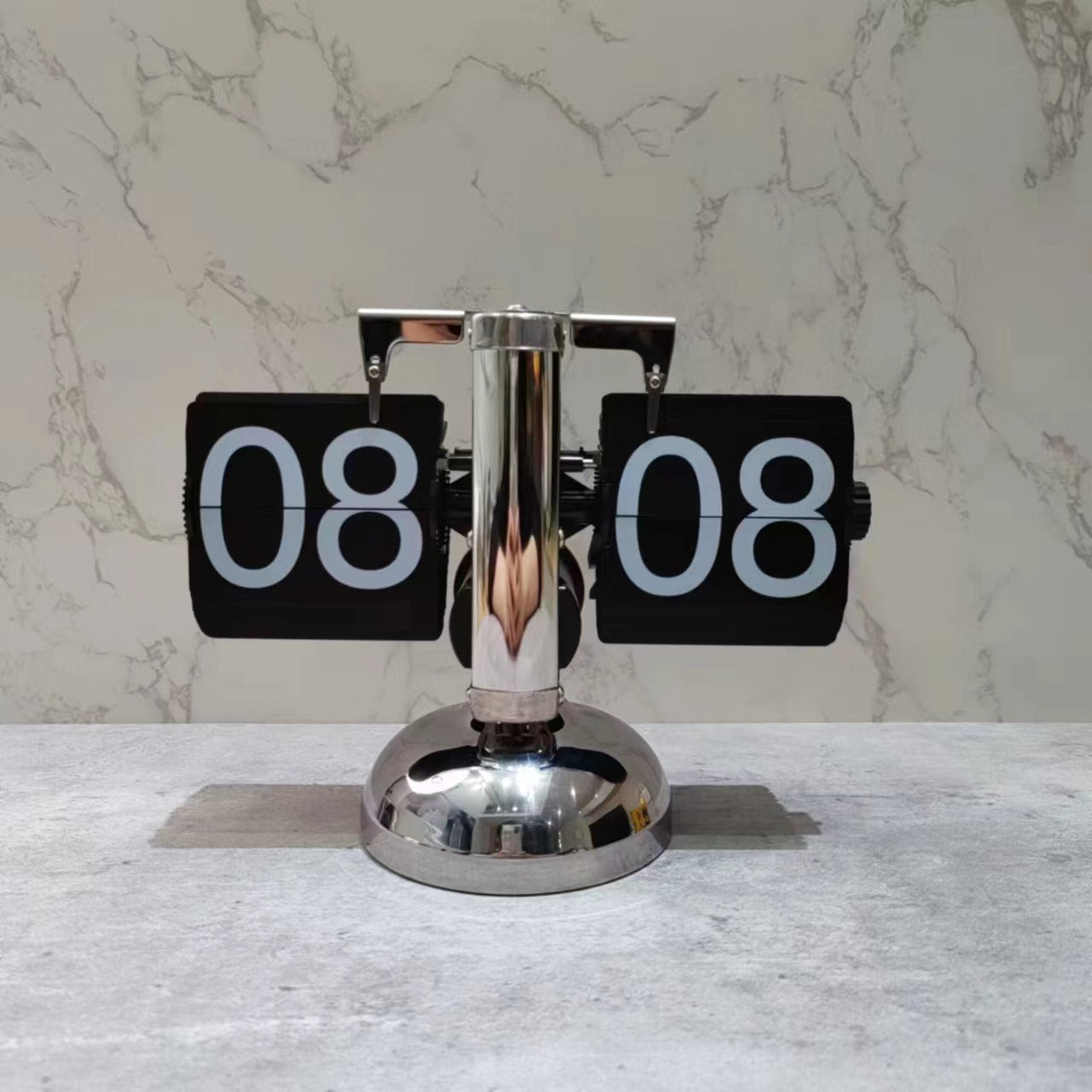 Eprolo Retro Flip Clock with 12-inch white and black quartz stainless steel design on a desktop or living room surface