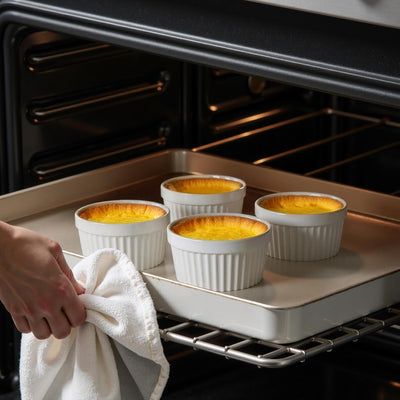 Versatile 6-Pack White Porcelain Ramekins with Lids – Perfect for Baking Soufflés, Crème Brûlée, and Storing Desserts!