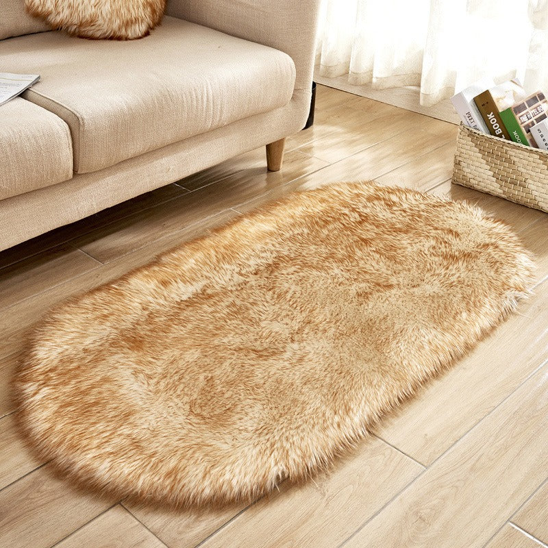 Oval Acrylic Plush Rug | Soft Imitation Wool Pile | 4 Sizes: 40x60 to 60x120cm | 14 Colours | Bedroom, Living Room & Bedside Mat | Cavira - Cavira