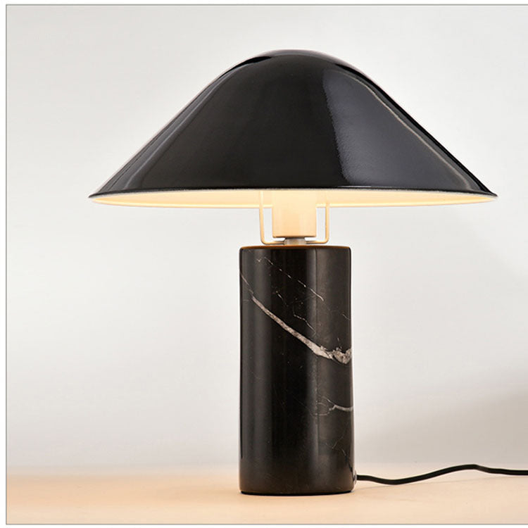 Marble Stone Mushroom Table Lamp | 38x42cm | Natural Stone Base | Nordic Minimalist Bedside & Living Room Lamp | Black & White | Cavira - Cavira
