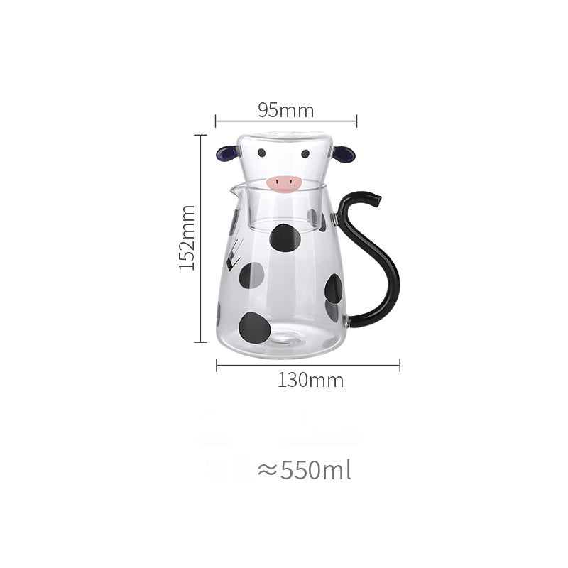 Cavira cartoon glass water jug and pitcher set with 500ml and 1800ml capacity, suitable for home, kitchen, and dining table.