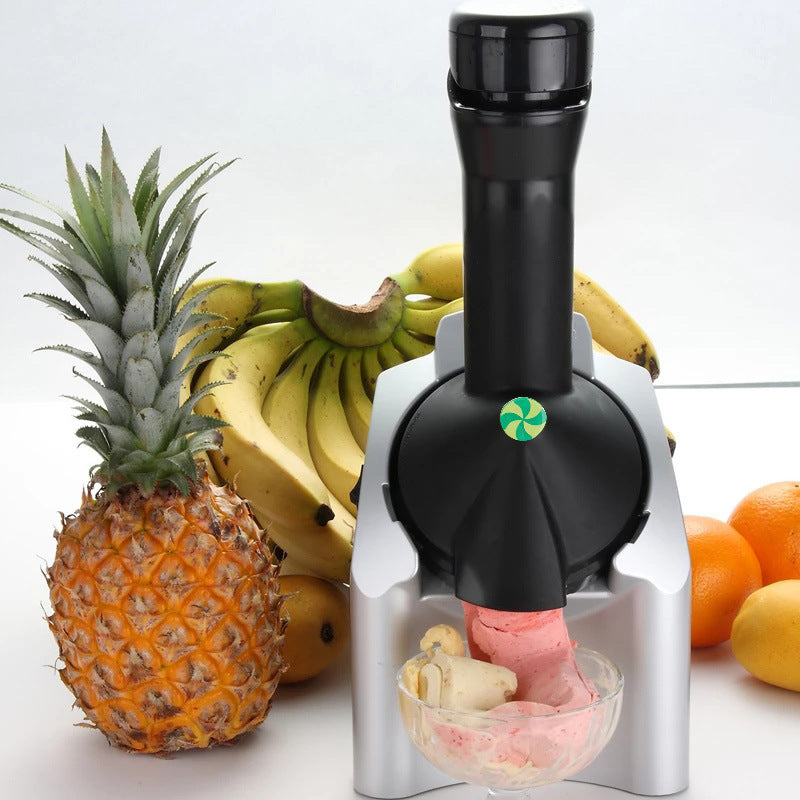 Cavira electric fruit ice cream maker machine in silver, showing the compact design for making sorbet and frozen yogurt from real fruit