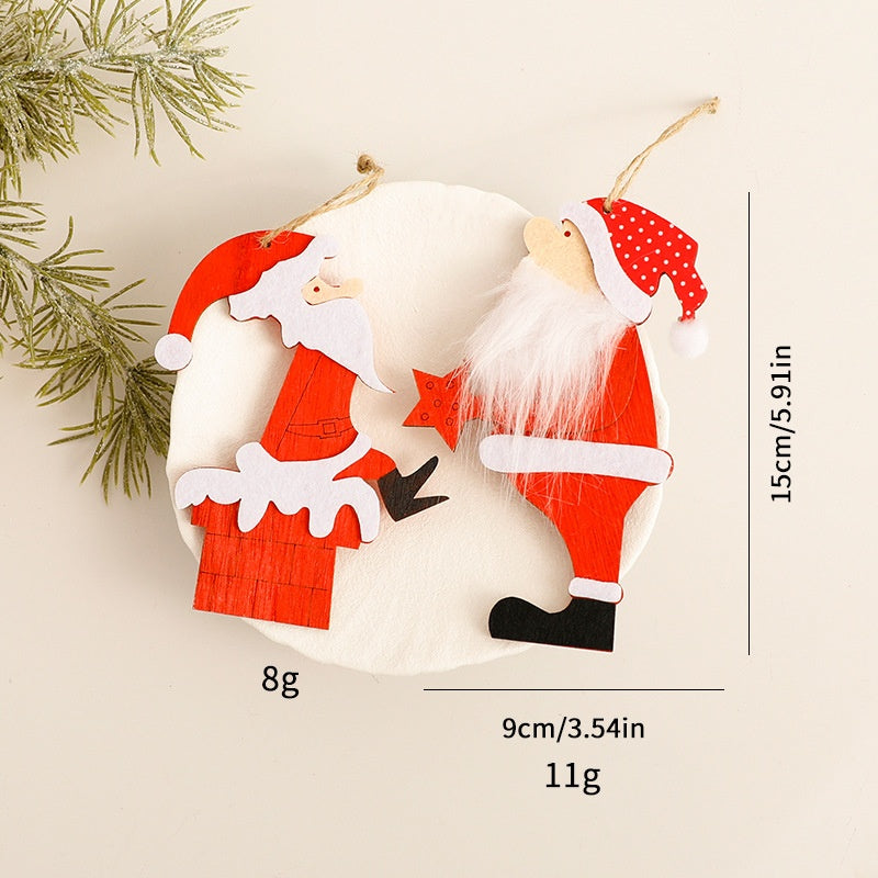 Santa Claus Wooden Ornament Christmas Tree Decoration for Holiday Atmosphere and Scene Arrangement eprolo