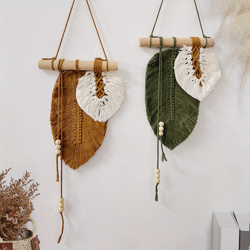 Boho Macrame Leaf Wall Hanging – Handmade Decorative Wall Art