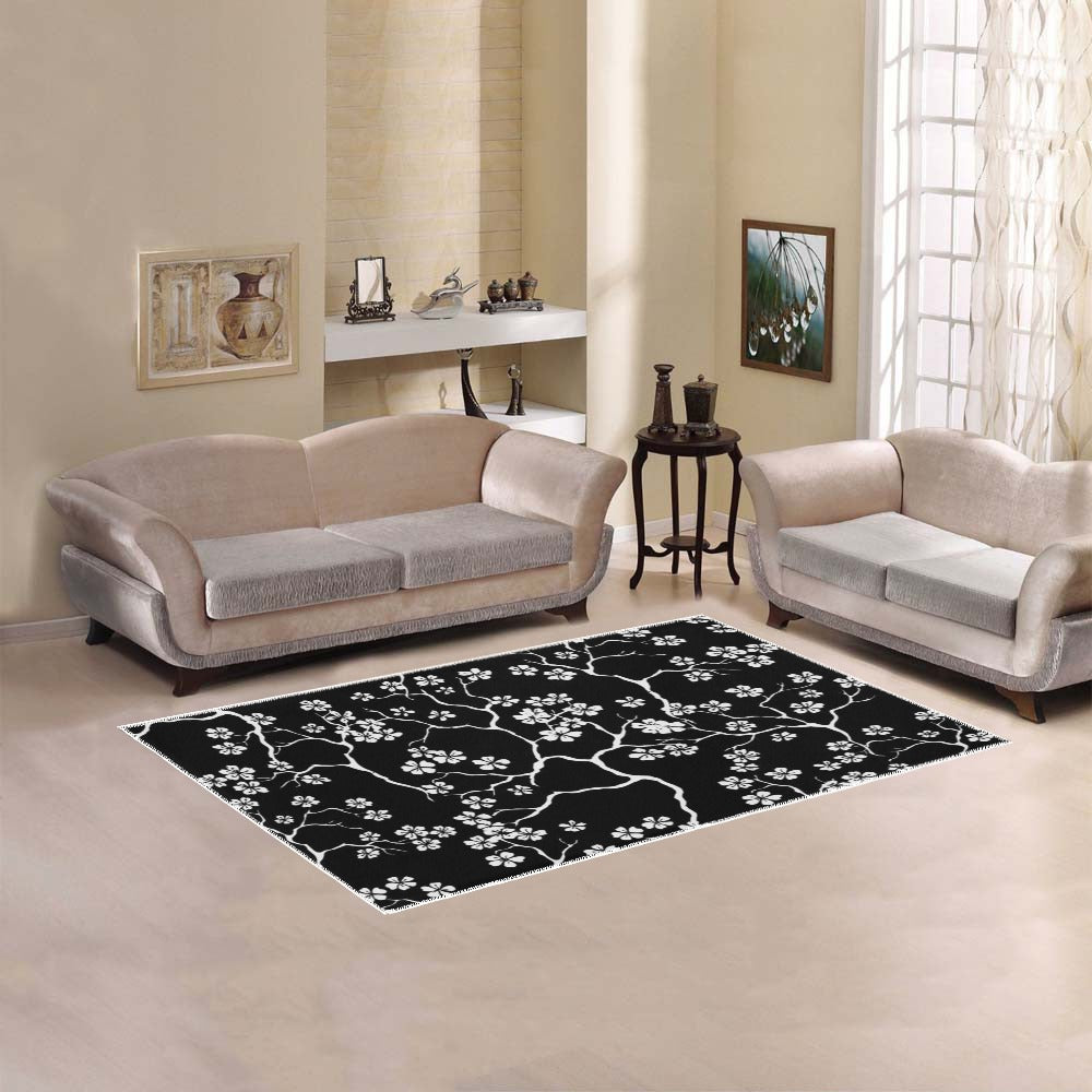 Cavira soft anti-slip polyester area rug, 5' x 3.2', stain-resistant floor rug for living room, bedroom, or office spaces.