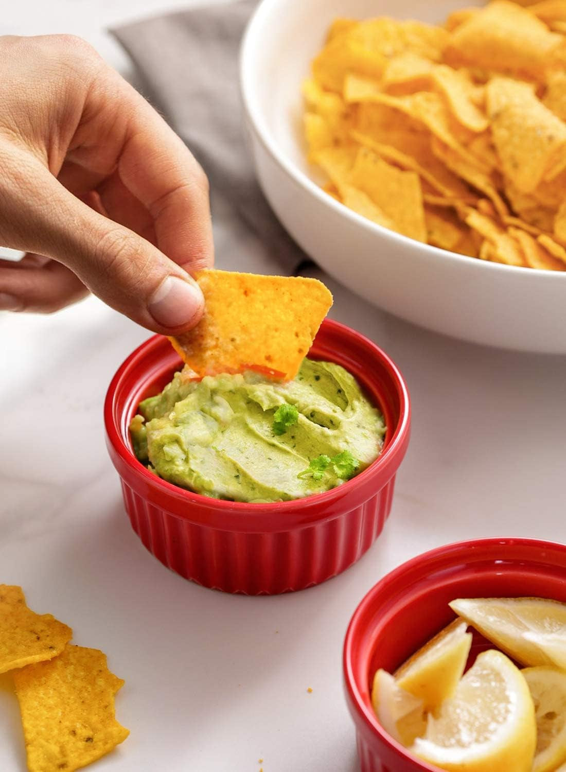 Versatile 4 OZ True Red Ramekins Set of 6 - Oven Safe Creme Brulee, Pudding, Souffle & Dipping Sauce Dishes