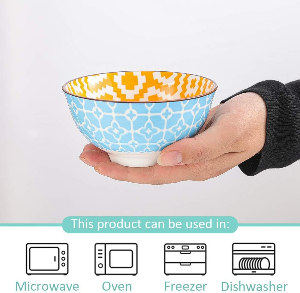 Vibrant Set of 6 Porcelain Dessert & Cereal Bowls - Perfect for Ice Cream, Soup, Snacks & More - Microwave & Dishwasher Safe!