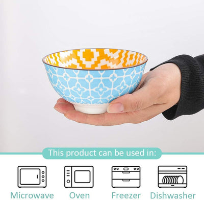 Vibrant Set of 6 Porcelain Dessert & Cereal Bowls - Perfect for Ice Cream, Soup, Snacks & More - Microwave & Dishwasher Safe!