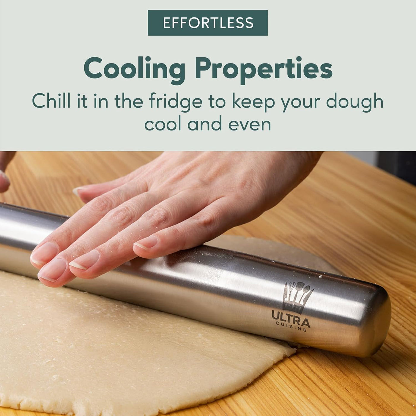 15.75-Inch Stainless Steel Tapered French Rolling Pin – Perfect for Cookies, Pizza, Pastries, and Pie Crusts