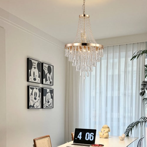 Golden Crystal Chandelier, Large Modern Luxury Chandelier For Living Room, Dining Room, Bedroom, Hallway - Bulb Not Included Unavailable Platforms- Temu - GG store