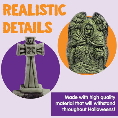 12 Pack Mini Halloween Tombstones - Perfect Foam Decorations for Spooky Outdoor & Indoor Yard Displays