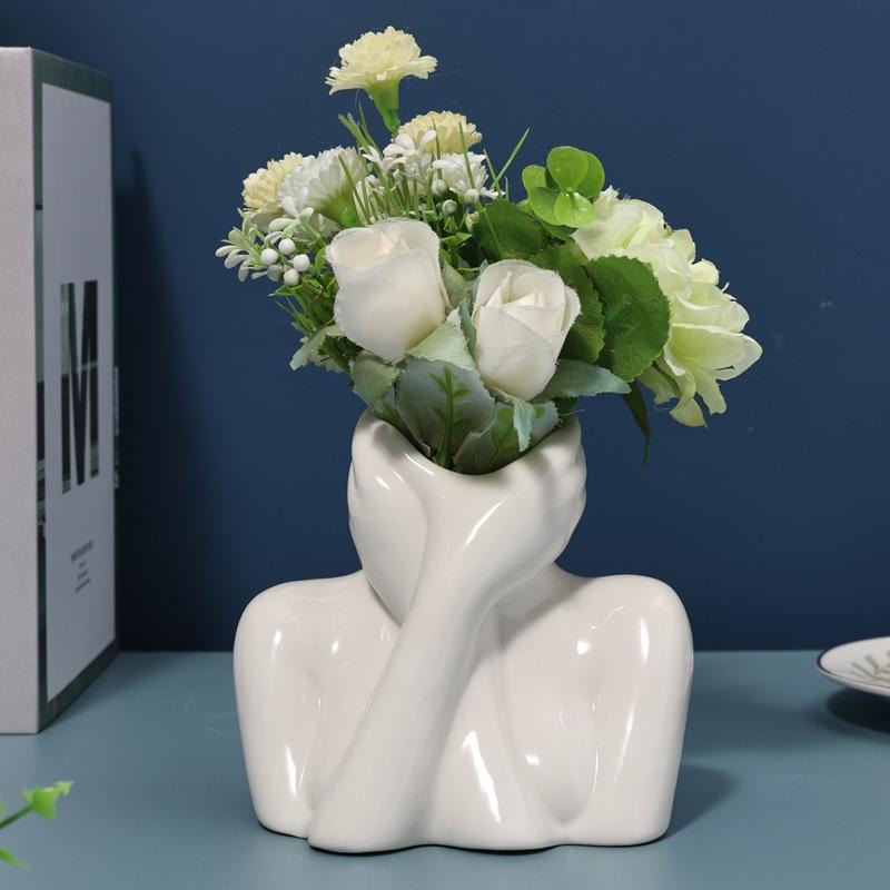 Human body ceramic art vase by Cavira featuring a Nordic sculptural figure, ideal for home decor, shelf styling, or gifting.