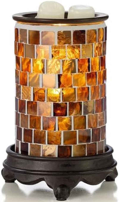 Wall Plug-In Wax Warmer for Scented Wax Mosaic Glass Radiant Sienna Electric Home Fragrance Warmer for Essential Oils Candle Wax Melts and Tarts Scent Warmer Night Light - GG store