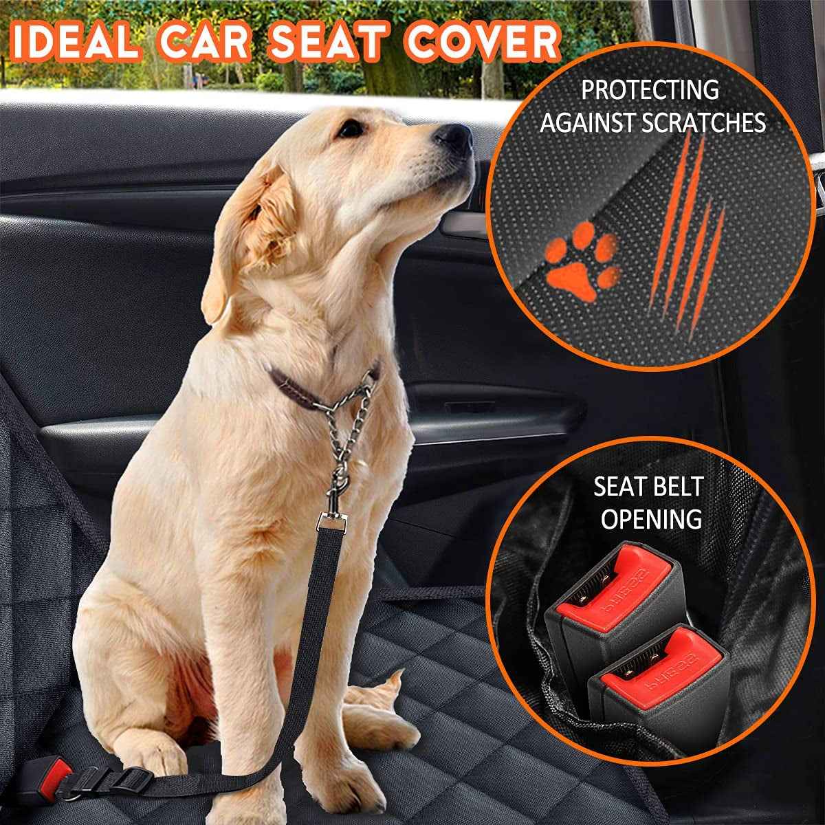 Dog Car Seat Cover, Back Seat Cover for Dogs Pet Car Seat Protector Waterproof Bench Car Seat Cover, Non-Slip Reat Seat Cover Fits Middle Armrest for Most Cars Trucks Suvs - Black - GG store