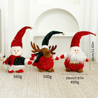 Standalone Christmas Standing Stretch Dolls, Hotel Window Display Snowman Reindeer Plush Toys Decorations