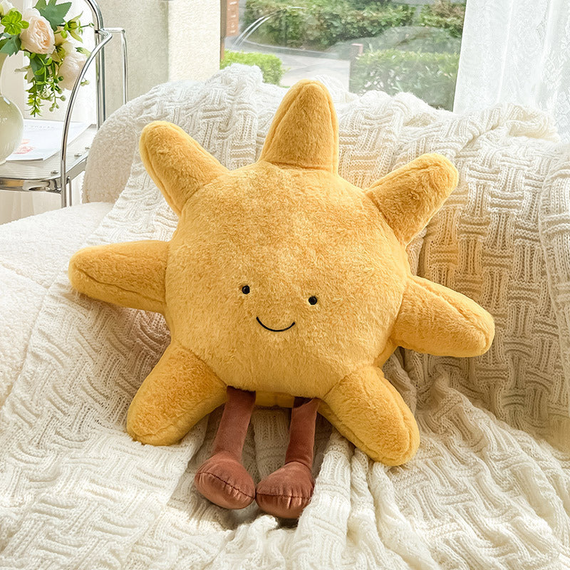 Cavira Sun & Moon plush pillow with soft PP cotton, celestial design, ideal for sofa, living room, or bedroom decor.
