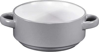 Large 19 Oz Ceramic Soup Bowls with Handles - Set of 4 Stylish Grey French Onion Crocks for Serving, Cereal, or Home Décor