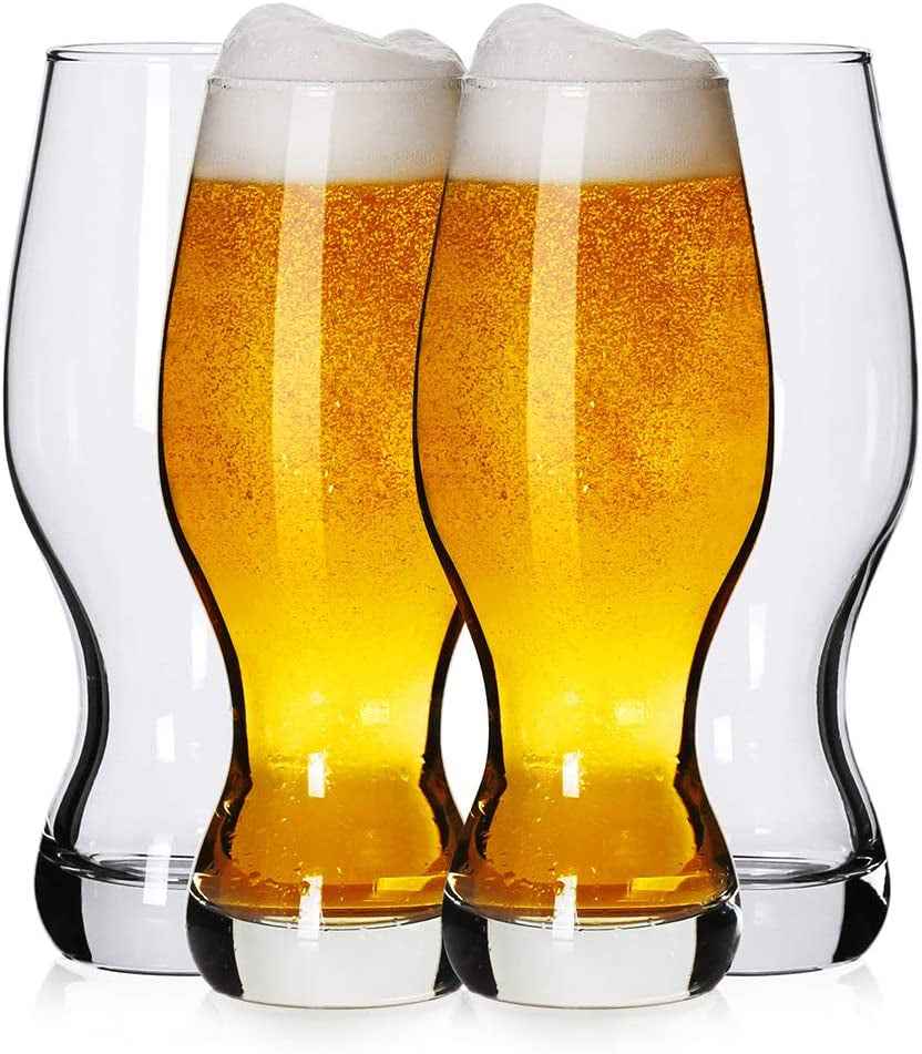 IPA Beer Glasses(Set of 4),16 Oz Pilsner Beer Glasses,Craft Beer Bar Glasses,Lead-Free Drinking Glasses,Ideal Gifts for Lager,Ale or Craft Beer Lovers-Crystal Clear - GG store