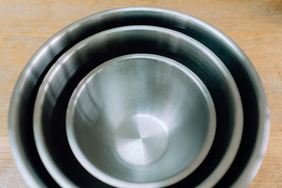 Stainless Steel Mixing Bowl Set - Durable 304 Metal Bowls for Baking - 3 Sizes (8", 10", 12")