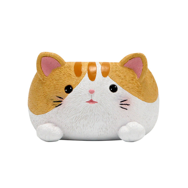 Cat-shaped resin succulent planter by Cavira, 10x10.5x6.8cm, cute kitty flower pot for desktop, balcony, or shelf décor.