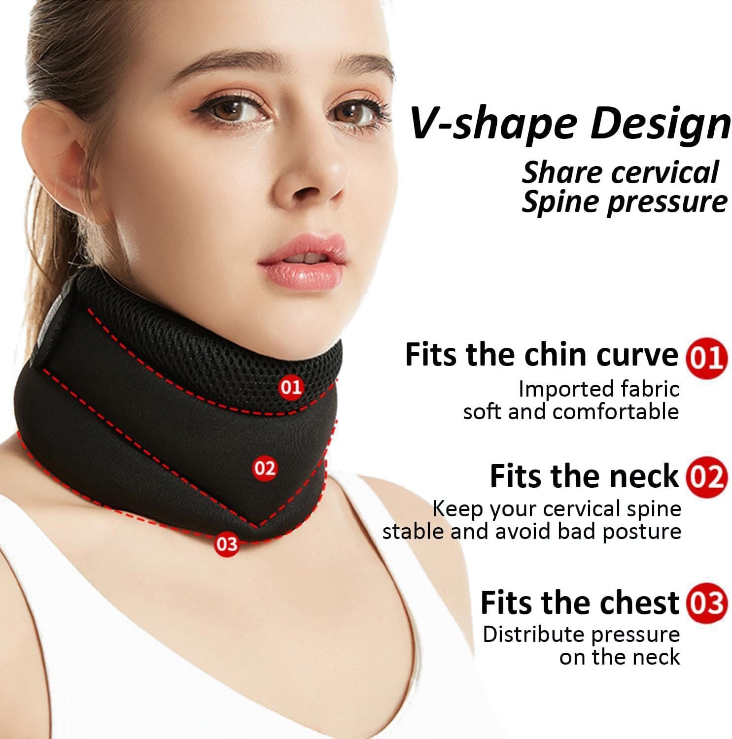 Cervical Neck Support Brace - Breathable Posture Corrector for Neck Pain Relief - Cavira