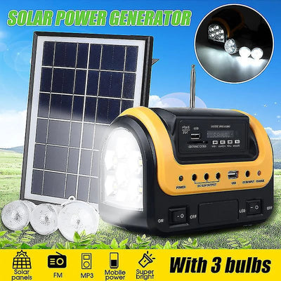 Solar Generator Portable with Solar Panel Solar Power Generators Portable Power Station with Bulb Rechargeable Power Supply - GG store