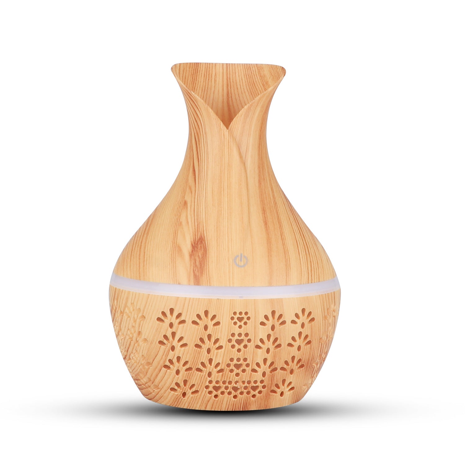 Cavira USB wood grain ultrasonic humidifier with mini mist maker, dark and light wood finish, ideal for bedroom, office, silent operation