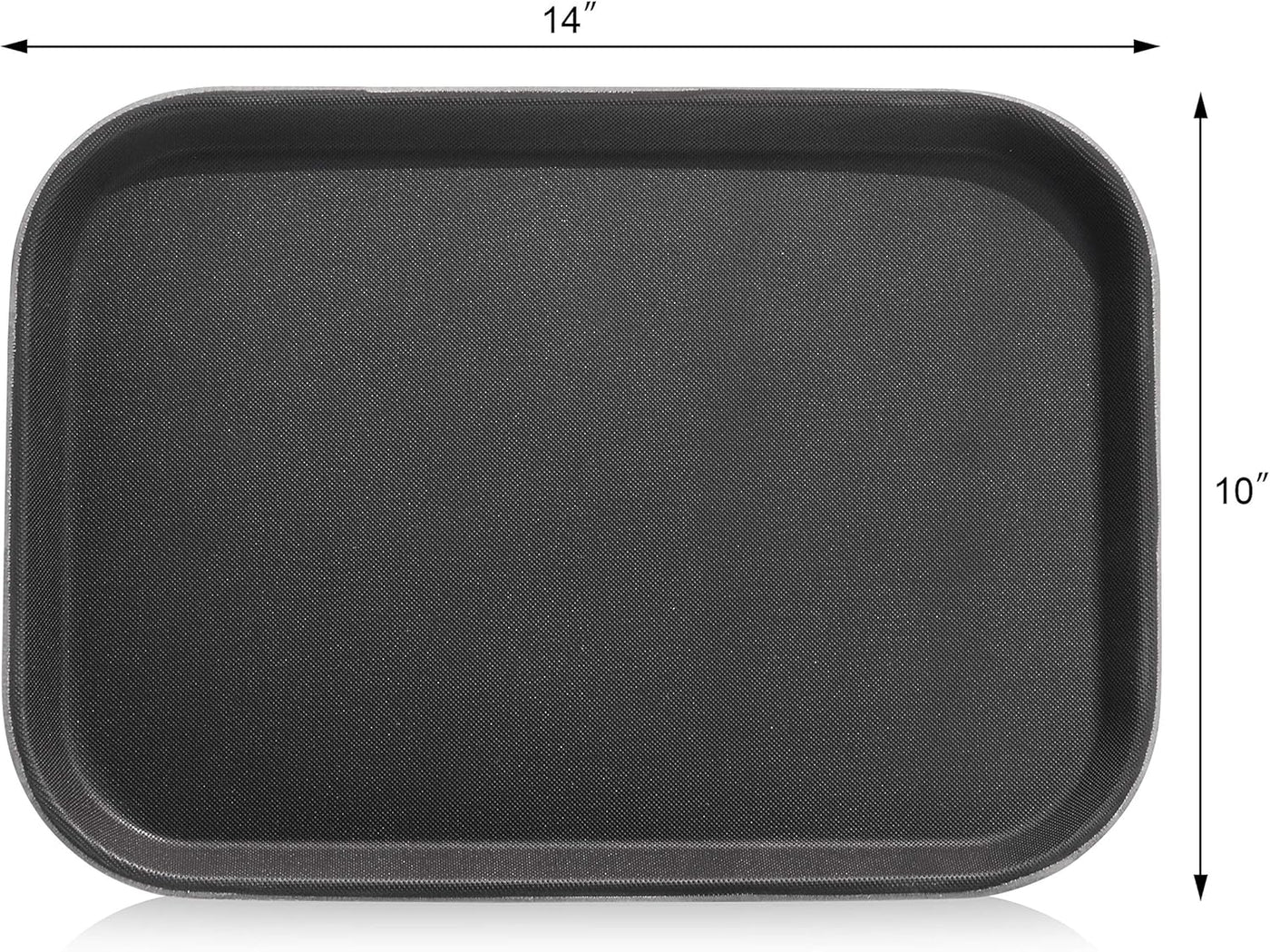 Premium Non-Slip Restaurant Tray - 10"x14" Rectangular Plastic with Rubber Lining - Durable Black Design