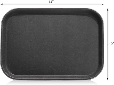 Premium Non-Slip Restaurant Tray - 10"x14" Rectangular Plastic with Rubber Lining - Durable Black Design
