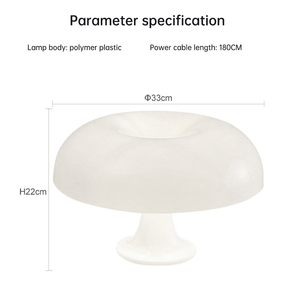 Danish Mushroom Table Lamp by eprolo with acrylic shade in orange and milk white, USB powered, modern minimalist design for bedroom or living room