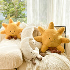 Cavira Sun & Moon plush pillow with soft PP cotton, celestial design, ideal for sofa, living room, or bedroom decor.