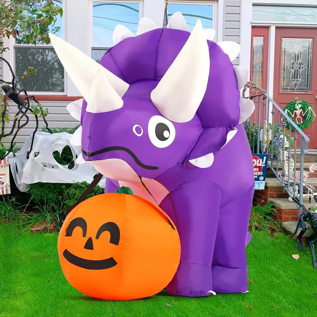 5FT Inflatable Halloween Dinosaur with LED Lights - Perfect Halloween Decoration for Your Home!
