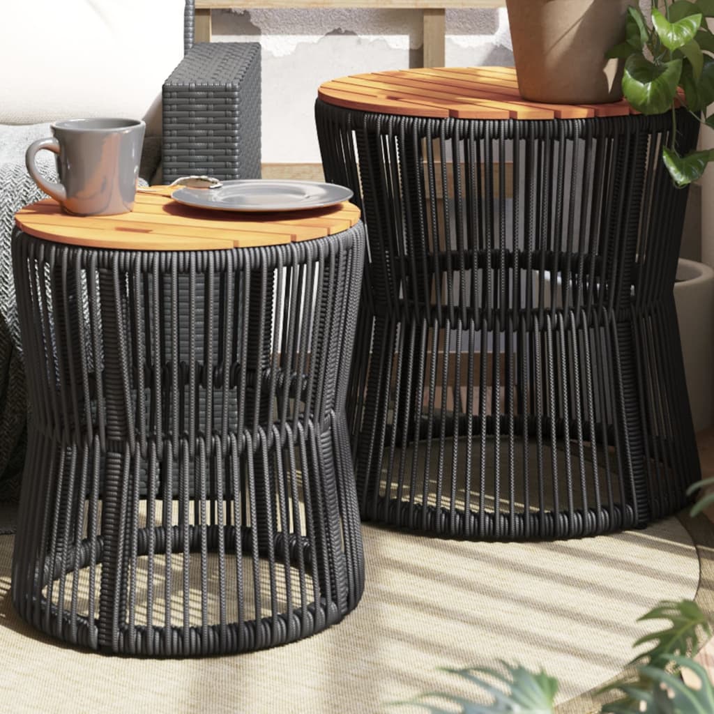 Outdoor Patio Side Tables Set – Weather Resistant Rattan Accent Tables