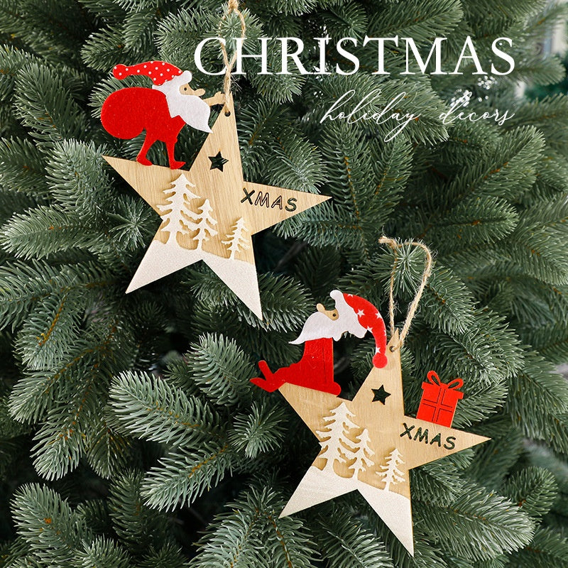 Santa Claus Wooden Ornament Christmas Tree Decoration for Holiday Atmosphere and Scene Arrangement eprolo