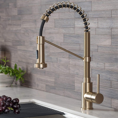 Bolden Commercial Style 2-Function Single Handle Pull down Kitchen Faucet in Brushed Gold, KPF-1610BG - GG store