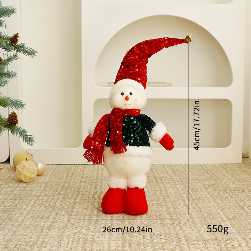 Standalone Christmas Standing Stretch Dolls, Hotel Window Display Snowman Reindeer Plush Toys Decorations