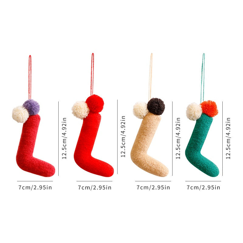 Christmas Knitted Cane Decoration Ornament, Knitted Crooked Cane Hanging Decor