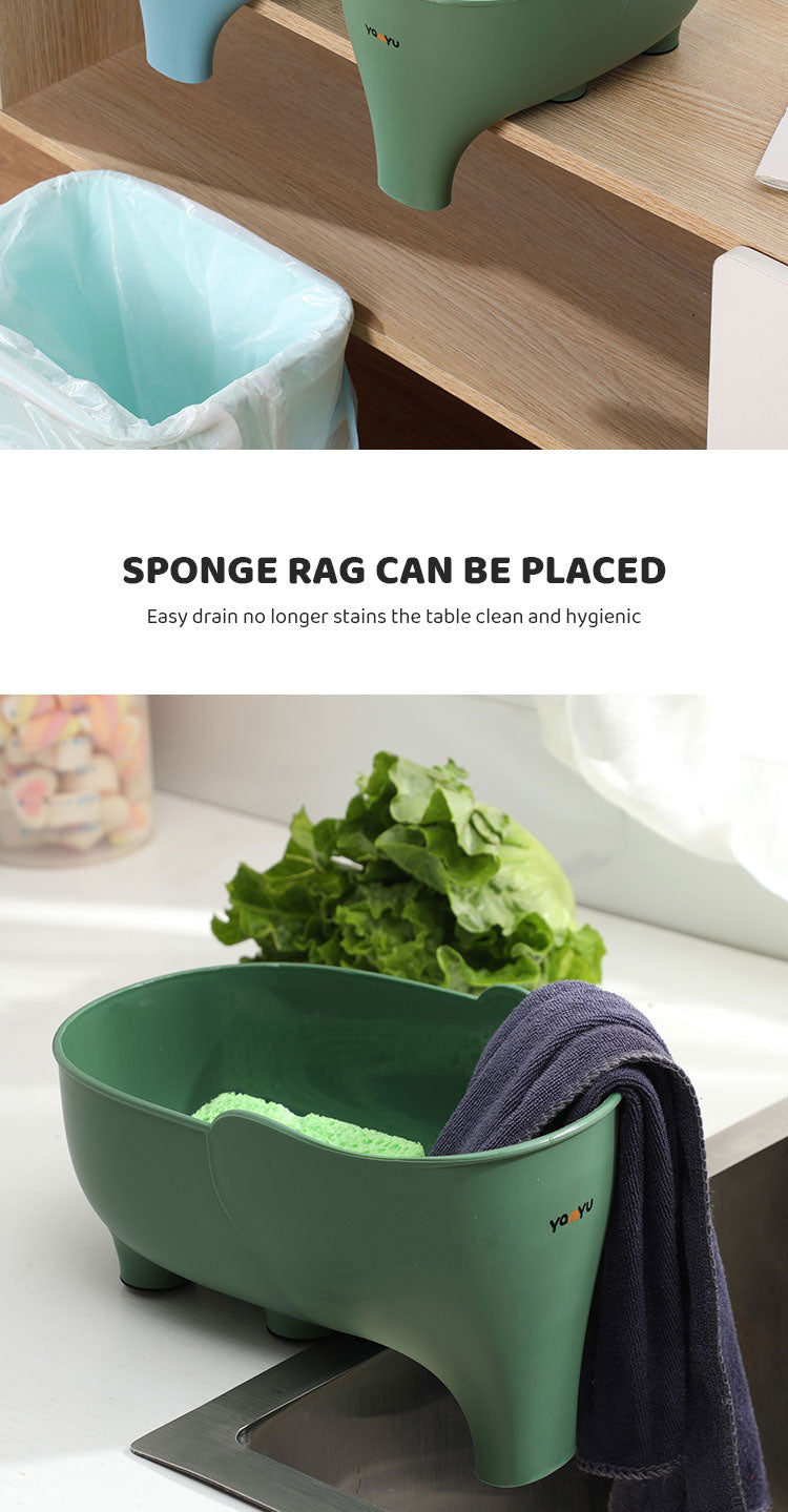 Cavira elephant-shaped drain basket in green used for kitchen storage, fruit, and vegetable colander with a playful design.