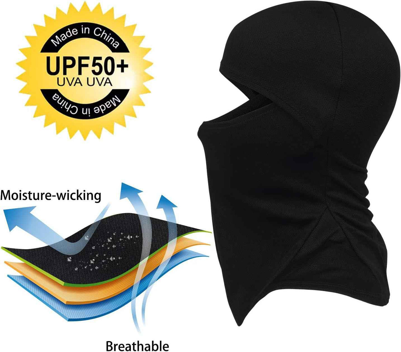 Balaclava Ski Mask 3 Pieces Full Face Cover for Men and Women Sun Protection Breathable Shiesty Mask for Skiing A-Black - GG store